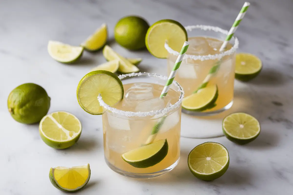 Margarita mocktail recipe with lime and salted rim