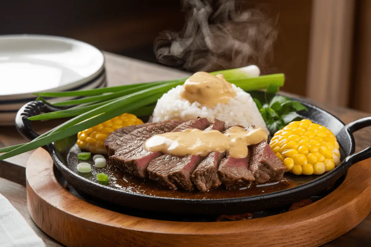 Sizzling Pepper Lunch Recipe on a Hot Plate.