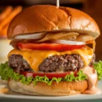 Juicy bison burger with lettuce, tomato, and melted cheese – a must-try bison burger recipe.